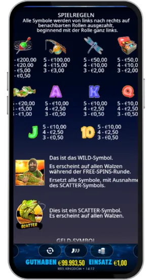 Auszahlungstabelle und Spielregeln
